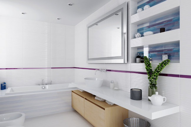 Biała łazienka w płytkach - widna, elegancka i nowoczesna